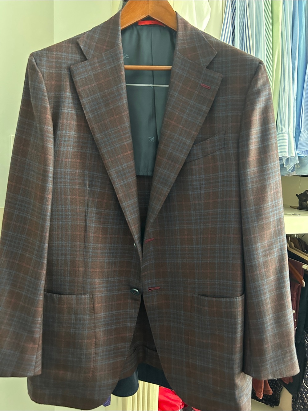 ISAIA Men's Brown Plaid Blazer - Classic Tailored Jacket